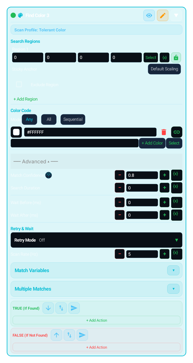 Color (COLOR) advanced settings panel