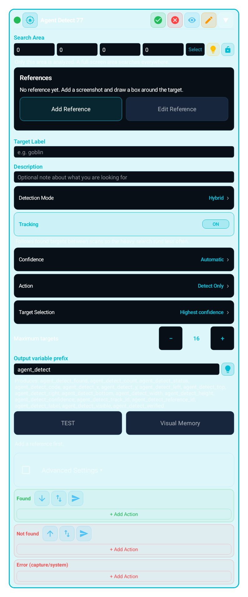 Agent Detect (AGENT_DETECT) block card