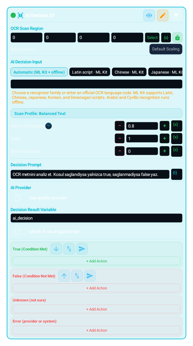 AI Decision (AI_DECISION) block card