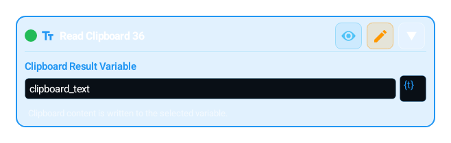 Clipboard Read (CLIPBOARD_READ) block card