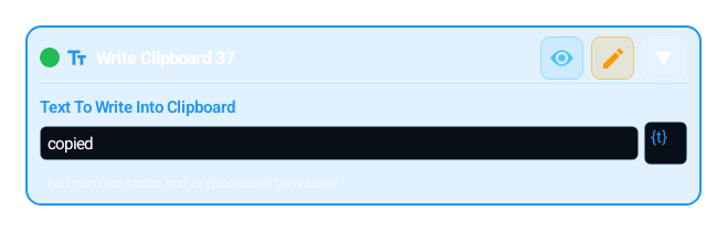 Clipboard Write (CLIPBOARD_WRITE) block card