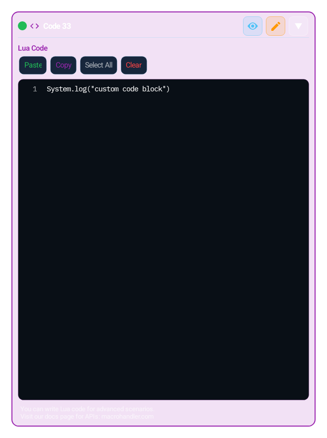 Add Code (CUSTOM_CODE) block card