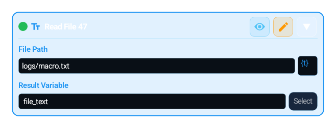 File Read (FILE_READ) block card