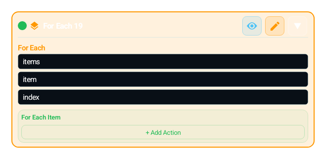 For Each (FOR_EACH) block card