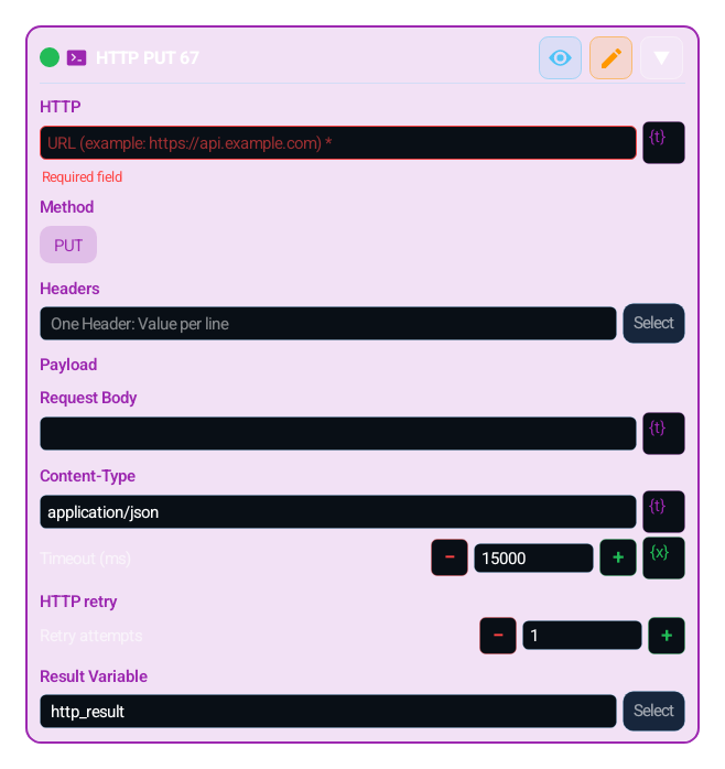 HTTP PUT (HTTP_PUT) block card