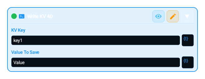 KV Write (KV_SET) block card