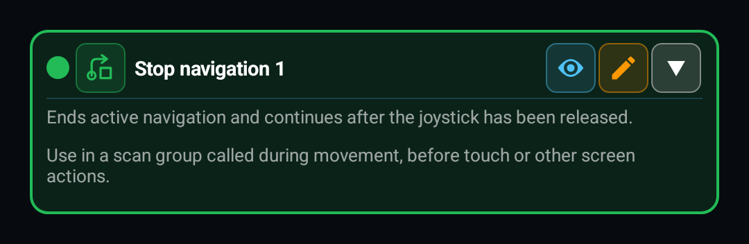 Stop Navigation (NAVIGATION_STOP) block card
