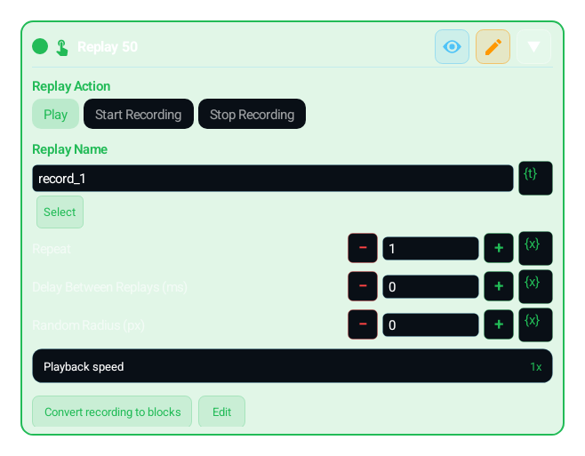 Replay (REPLAY) block card