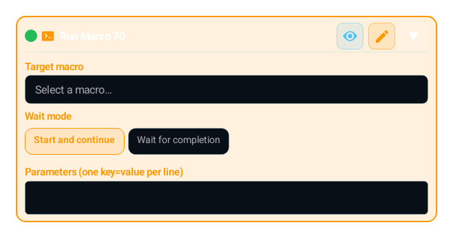 Run Macro (RUN_MACRO) block card